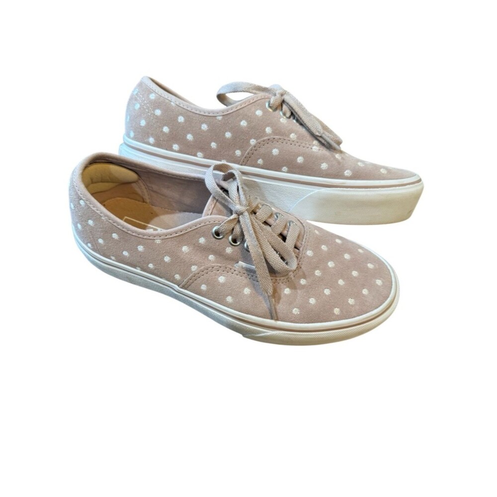 SOLD-Vans Authentic Platform 2.0 Suede Polka Dot Sneakers - Light Pink & White - Picture 9 of 14
